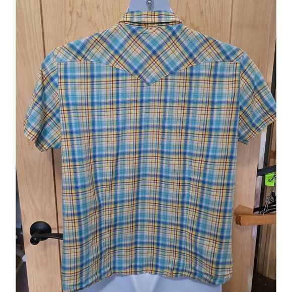 Vintage Plaid pearl Snap-Front Western Shirt Short Sleeves Dual Chest Pockets - Picture 6 of 8